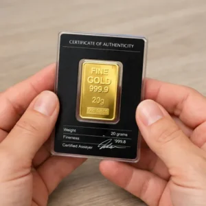 Lingote de inversion sobre una manos